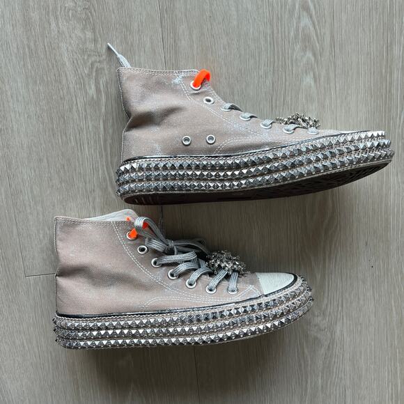 Nan-ku x Free People Cruise Studded Hi-Top Sneakers Size 38 US 8 Womens Gray NEW - Picture 3 of 14